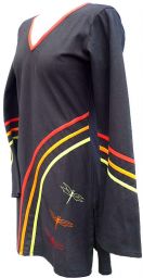 Cotton Tunic - Embroidered Dragonflies - Black