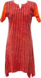 Stonewashed Striped Dress - red
