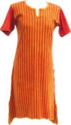 Stonewashed Striped Dress - Orange