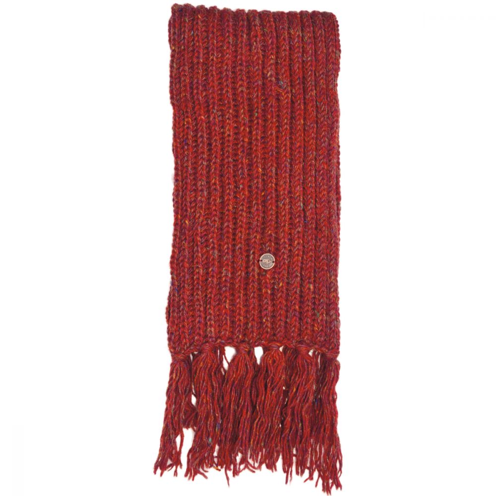 Pure Wool - Hand Knit - Heather Mix Scarf - Rust