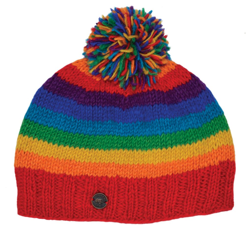 multi coloured bobble hat