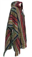 Short - brushed gheri cotton - poncho - green/red