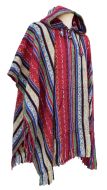 Short - brushed gheri cotton - poncho - red