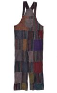 Stonewashed Gheri & Plain Patchwork Dungarees - Brown