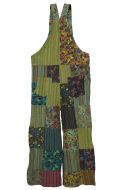 Stonewashed Mushroom Patchwork Dungarees - Greens