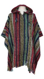Short - brushed gheri cotton - poncho - green/red