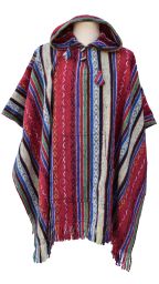 Short - brushed gheri cotton - poncho - red