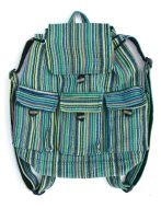 Multi Stripe Cotton Rucksack - Green Multi