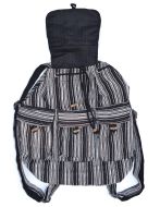 Multi Stripe Cotton Rucksack - Brown Multi