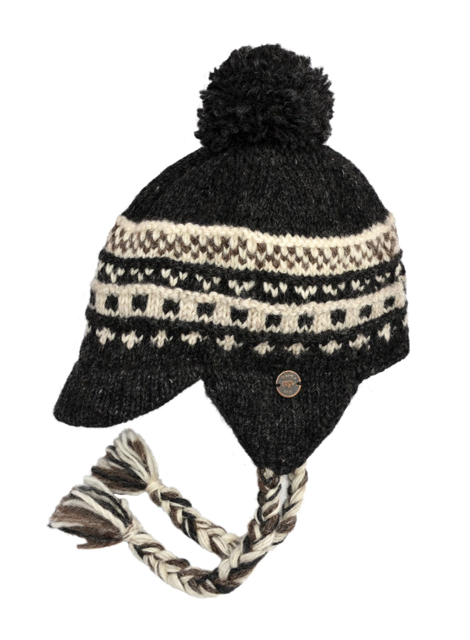 bobble hat with peak