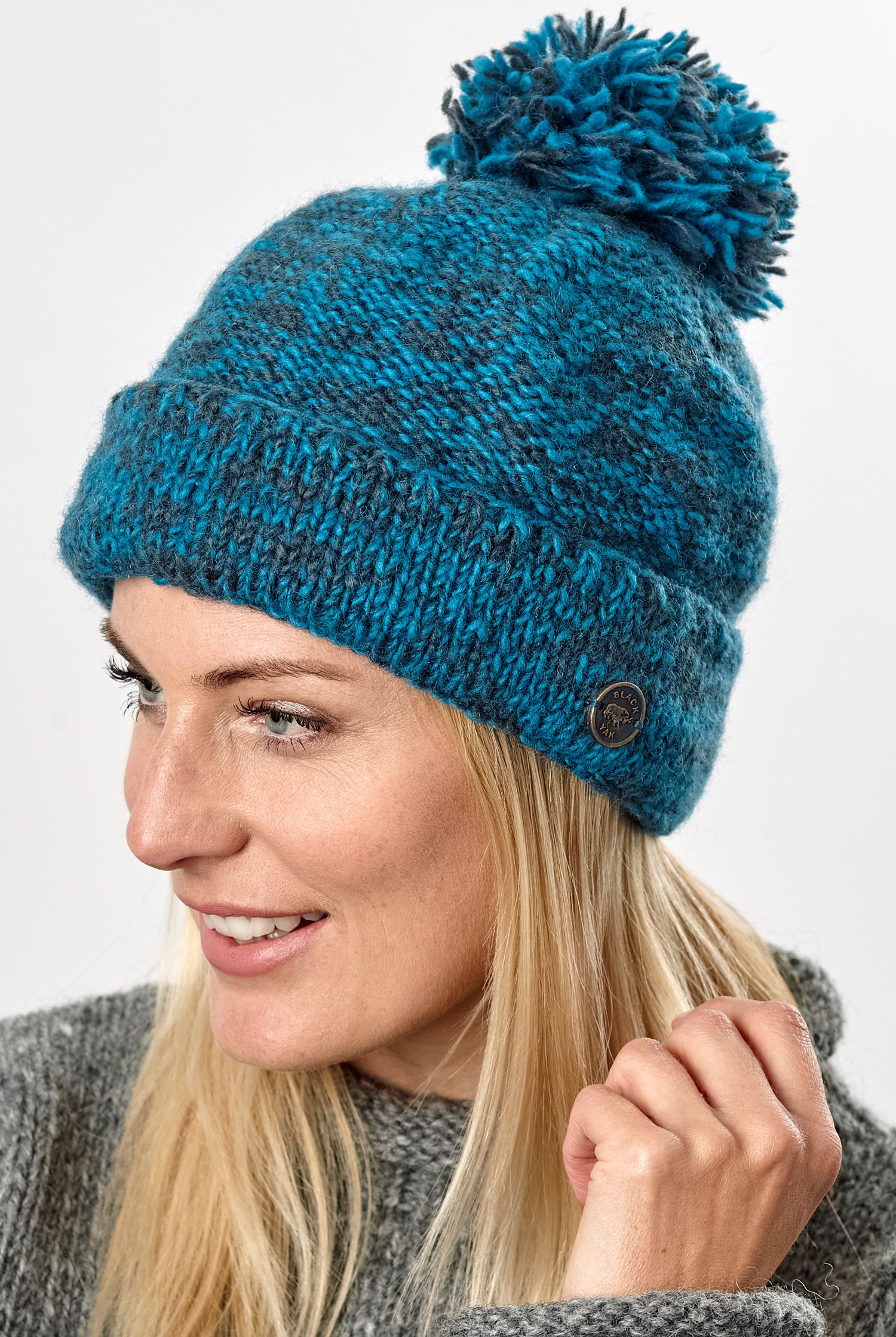 wooly hat with two bobbles