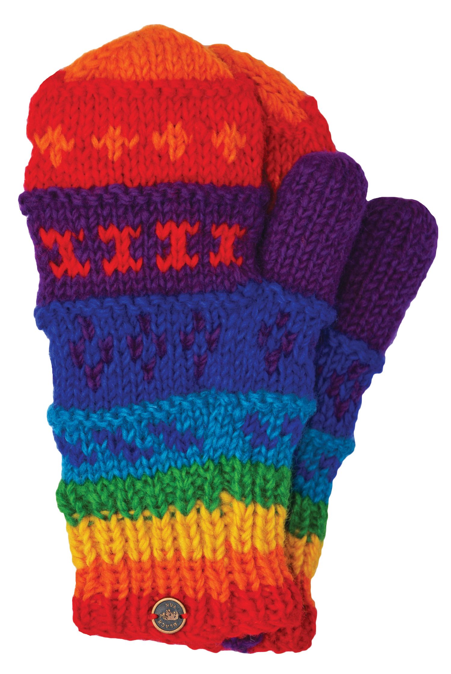 Rainbow fully fleece lined pure new wool mittens. Warm and toasty