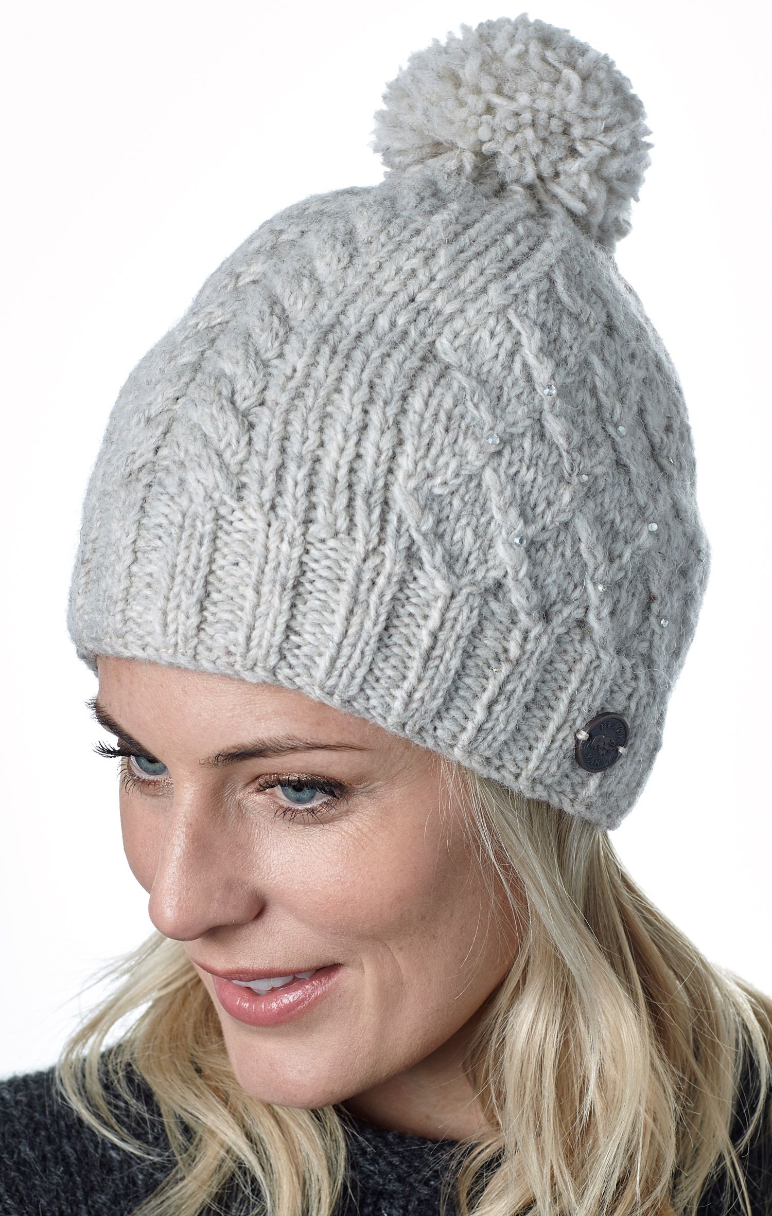 pale grey bobble hat