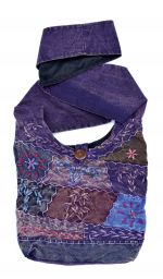 Medium Embroidered Patch Bag - Purple