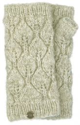 Fleece lined - leaf pattern -  wristwarmers - pale natural