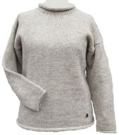 Handmade Pure Wool - plain jumper - Pale grey