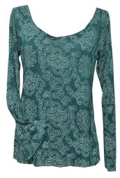 Interlocking patterns - lightweight - scoop neck top - teal