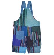 Stonewashed Gheri & Plain Patchwork Short Dungarees - Blues