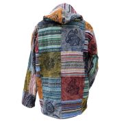 Stonewashed Cotton Patchwork Hooded Jacket - Multi