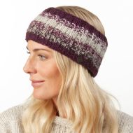 Pure Wool Fleece Lined - Natural Electric Headband - Aubergine