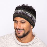 Pure Wool Fleece Lined - Natural Electric Headband - Dark Green