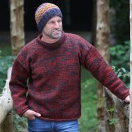 Handmade Pure Wool - two tone jumper - spice/charcoal