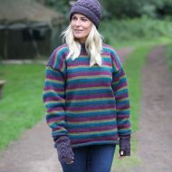 Handmade Pure Wool - stripe jumper - Jewel