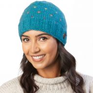 Pure Wool Rainbow tick beanie - med blue