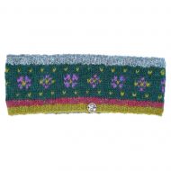 Flower Tick headband - hand knit - rust heather green