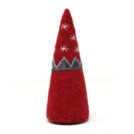 Handmade Christmas - Wool Felt Decoration - Red Snowflake Gonk