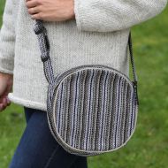 Medium Herringbone Circle Bag - Black