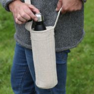 Herringbone Bottle Bag - Cream