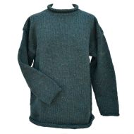 Handmade Pure Wool - heather jumper - pine