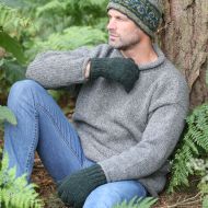 Handmade Pure Wool - plain jumper - Mid Grey