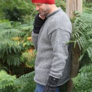 Handmade Pure Wool - plain jumper - Mid Grey