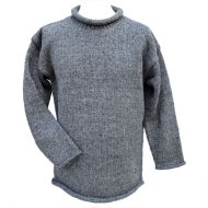 Handmade Pure Wool - plain jumper - Mid Grey