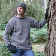 Handmade Pure Wool - plain jumper - Mid Grey