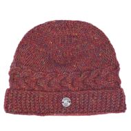 Pure Wool Hand Knit - Rope Cable Beanie - Rust Heather