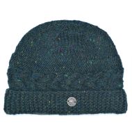 Pure Wool Hand Knit - Rope Cable Beanie - Pine Heather