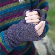 Hand Knit - Rope Cable Wristwarmer - Purple Heather