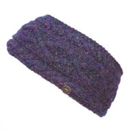 Pure wool - diamond cable headband - purple heather