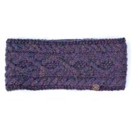 Pure wool - diamond cable headband - purple heather