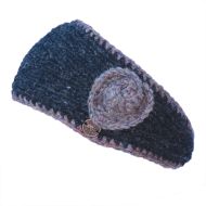 Pure wool fleece lined - swirl headband - pale heather/charcoal