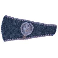 Pure wool fleece lined - swirl headband - pale heather/charcoal