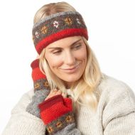 Pure Wool Fleece Lined - Flower Tick Headband - Marl Brown Russet