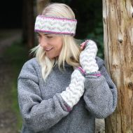 Pure Wool Hand Knit - Chevron Wings Headband - White