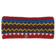 Pure Wool Hand Knit Headband - Fleur De Lys - Red