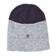 Pure Wool Fjord slouch hat - purple heather/pale grey