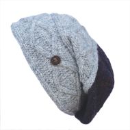 Pure Wool Fjord slouch hat - purple heather/pale grey