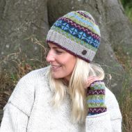 Pure Wool - Fair Isle Beanie - Stone